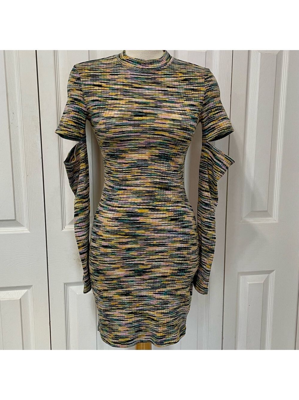 Divided Multicolor Long Sleeve Dress